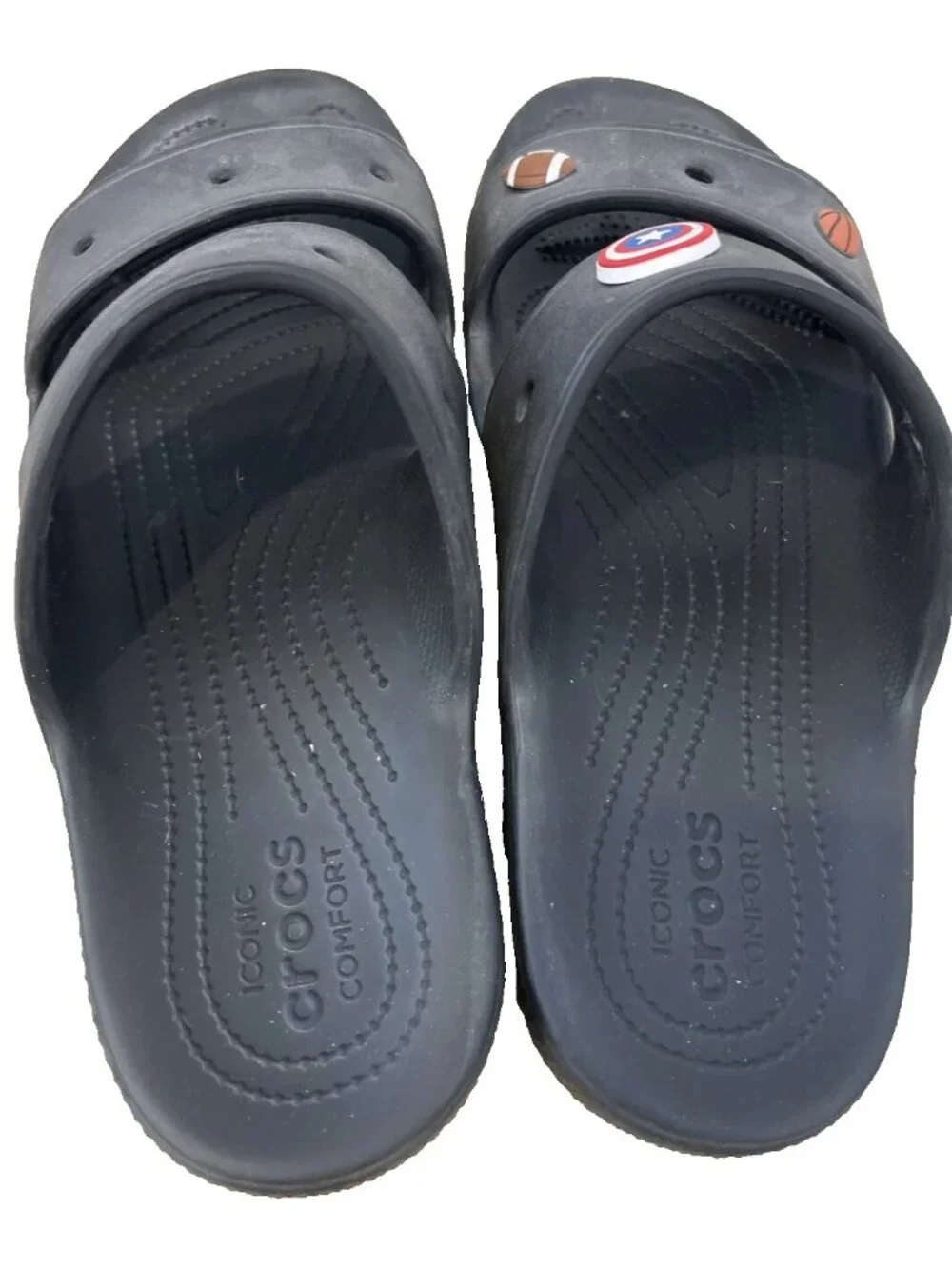 Crocs Black Double Strap Iconic Comfort Sandals Mens Size 13
